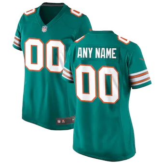 womens nike aqua miami dolphins alternate custom game jerse